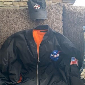 NASA bomber jacket with matching hat